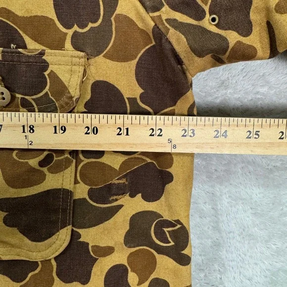 VINTAGE Sears Field Tested‎ Camo Duck Hunting Jacket Corduroy Collar Mens Large - Picture 9 of 14